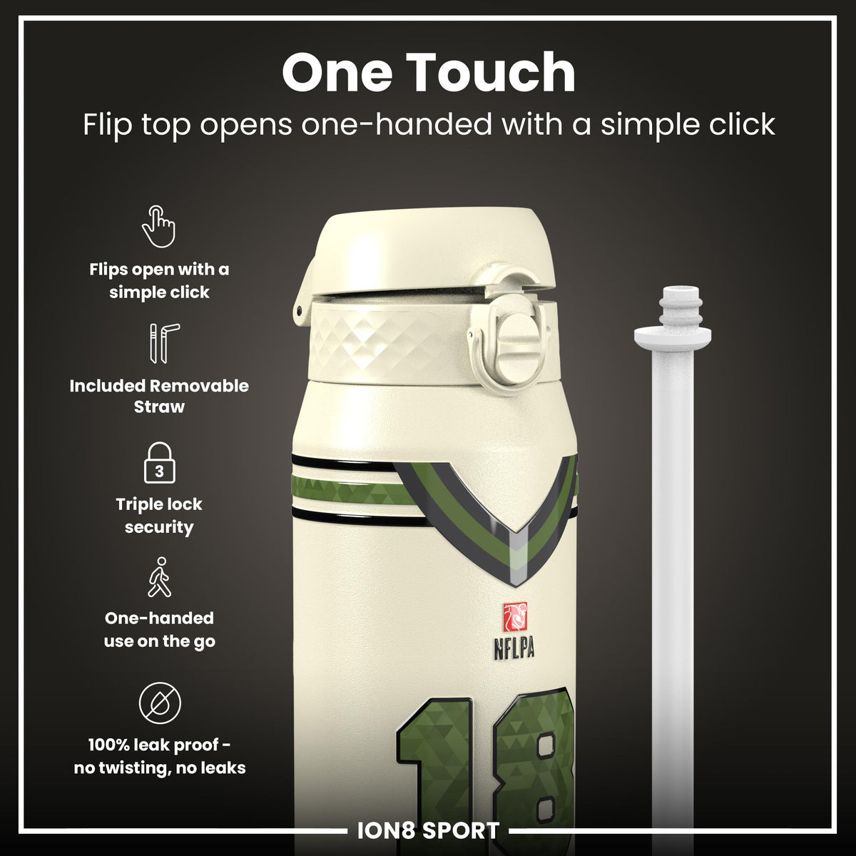 NFLPA x ION8, Insulated Bottle, Icon Series, Caleb Williams, 750ml (24oz)