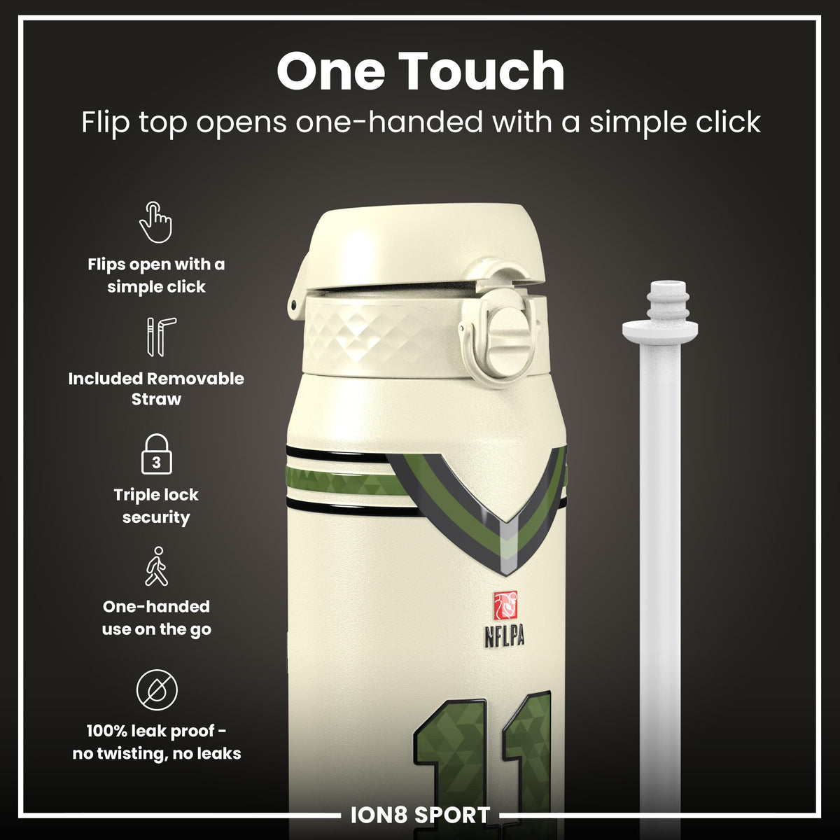 NFLPA x ION8, Insulated Bottle, Icon Series, Jaxon Smith-Njigba, 750ml (24oz)