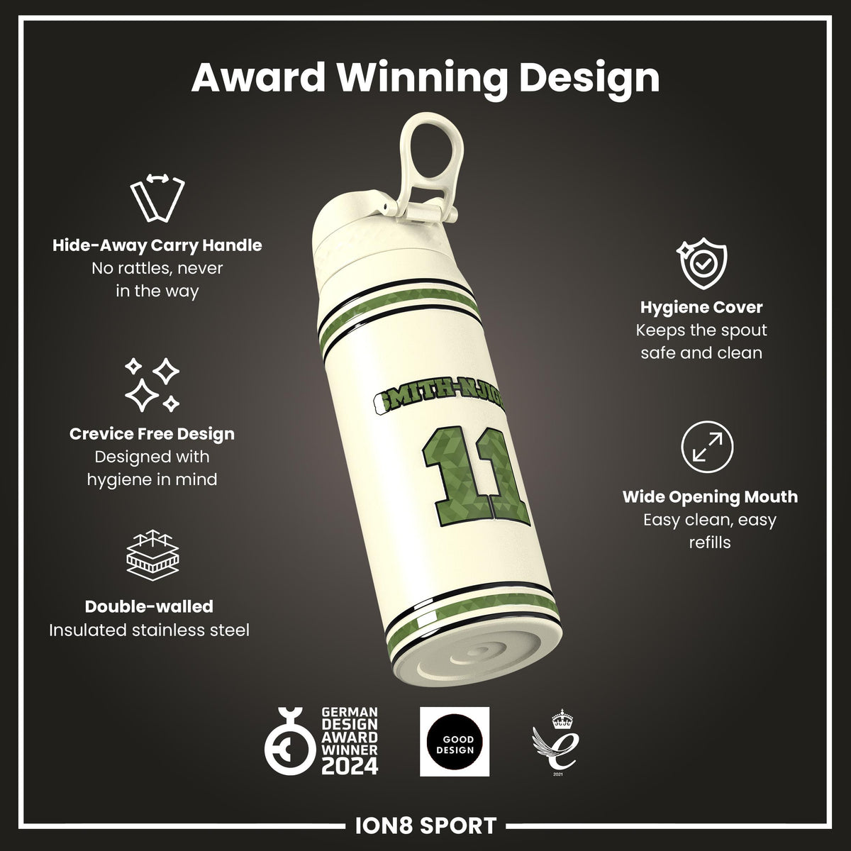 NFLPA x ION8, Insulated Bottle, Icon Series, Jaxon Smith-Njigba, 750ml (24oz)