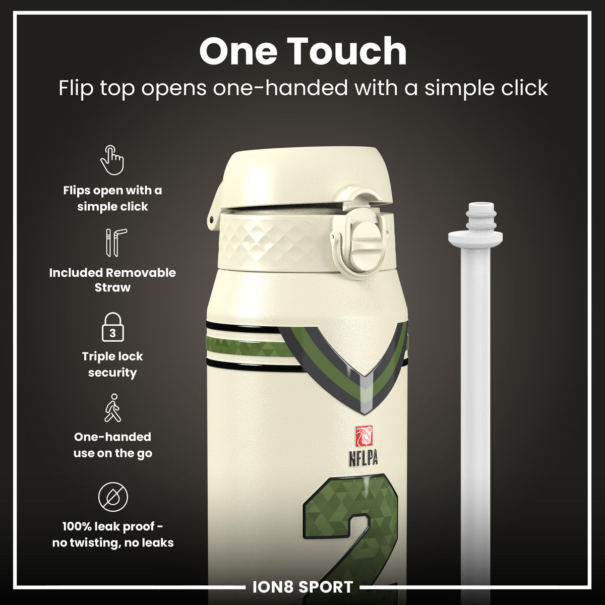 NFLPA x ION8, Insulated Bottle, Icon Series, Pat Surtain, 750ml (24oz)