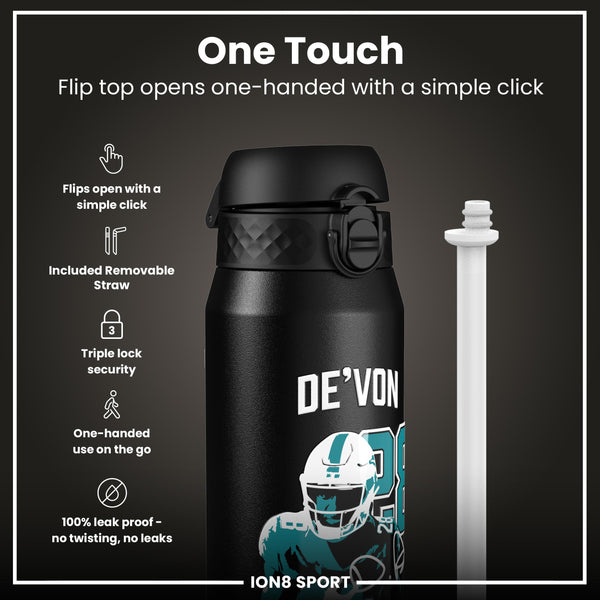 NFLPA x ION8, Insulated Bottle, Locked In Series, De'von Achane, 750ml (24oz)