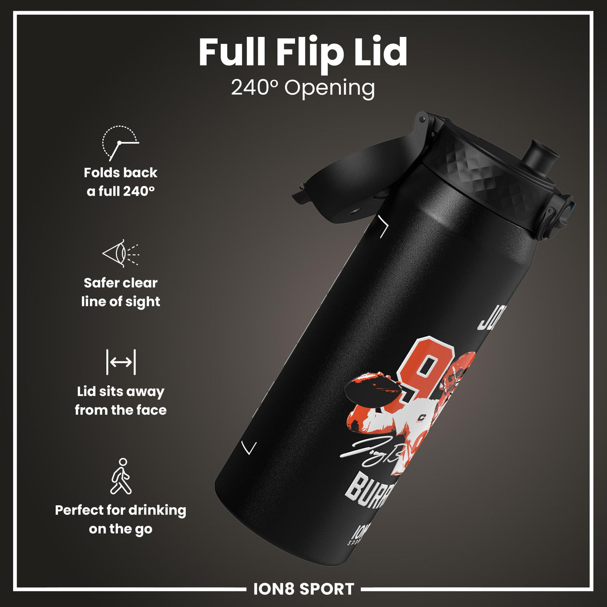 NFLPA x ION8, Insulated Bottle, Locked In Series, Joe Burrow, 750ml (24oz)
