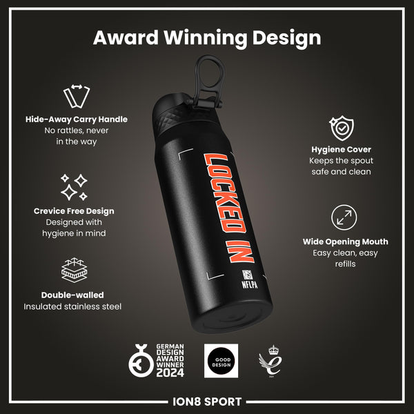 NFLPA x ION8, Insulated Bottle, Locked In Series, Joe Burrow, 750ml (24oz)