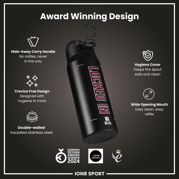 NFLPA x ION8, Insulated Bottle, Locked In Series, Jayden Daniels, 750ml (24oz)