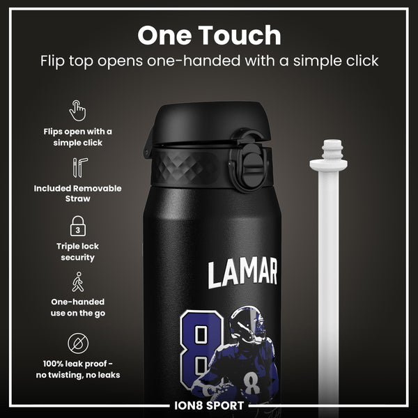 NFLPA x ION8, Insulated Bottle, Locked In Series, Lamar Jackson, 750ml (24oz)