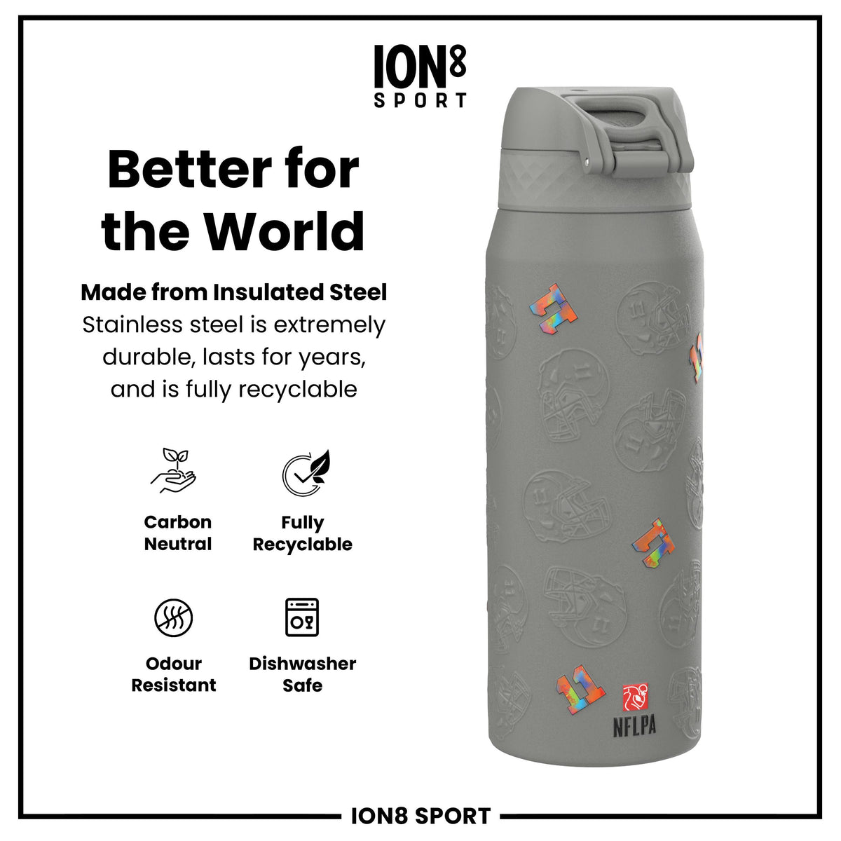 NFLPA x ION8, Insulated Bottle, Signature Series, AJ Brown, 750ml (24oz)