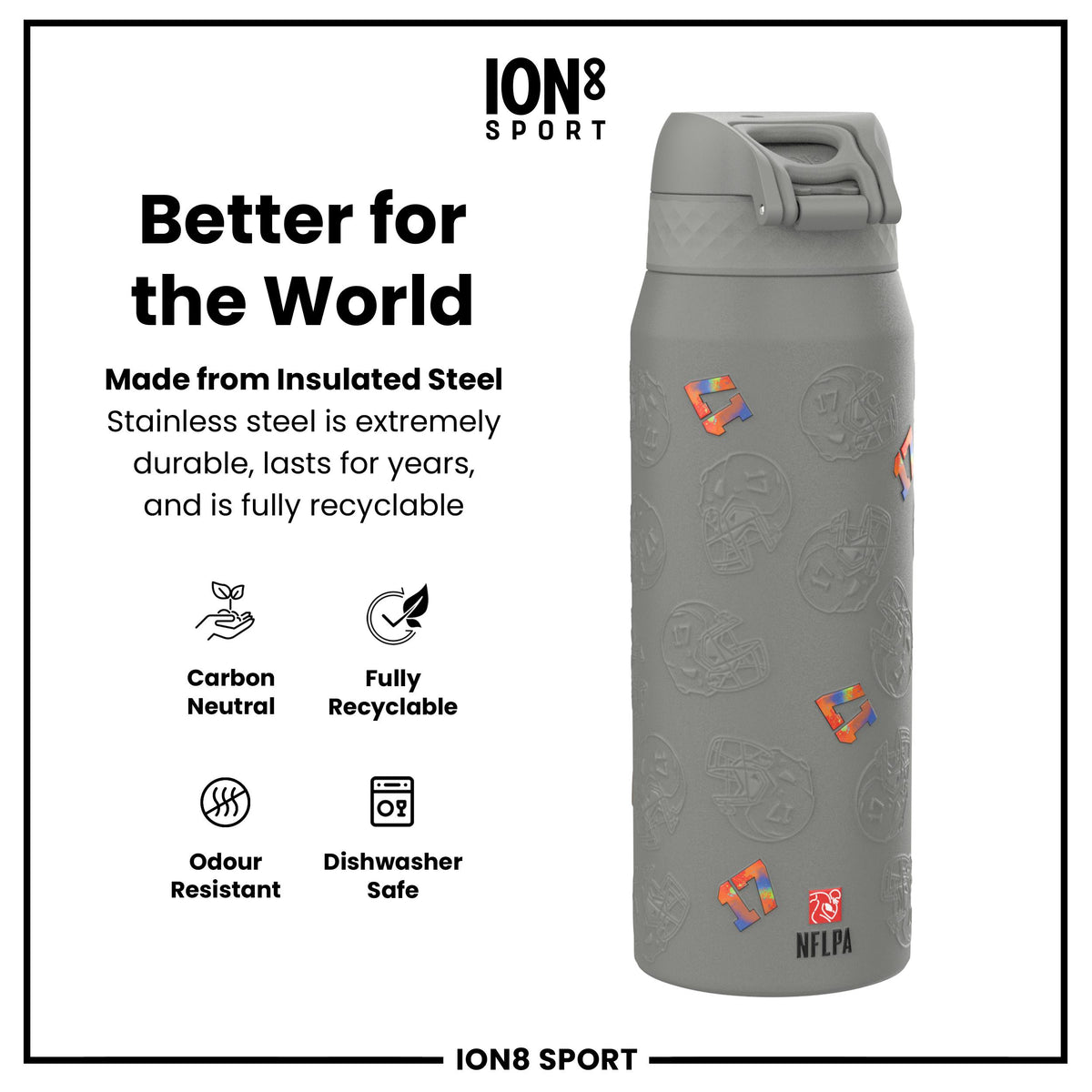 NFLPA x ION8, Insulated Bottle, Signature Series, Josh Allen, 750ml (24oz)