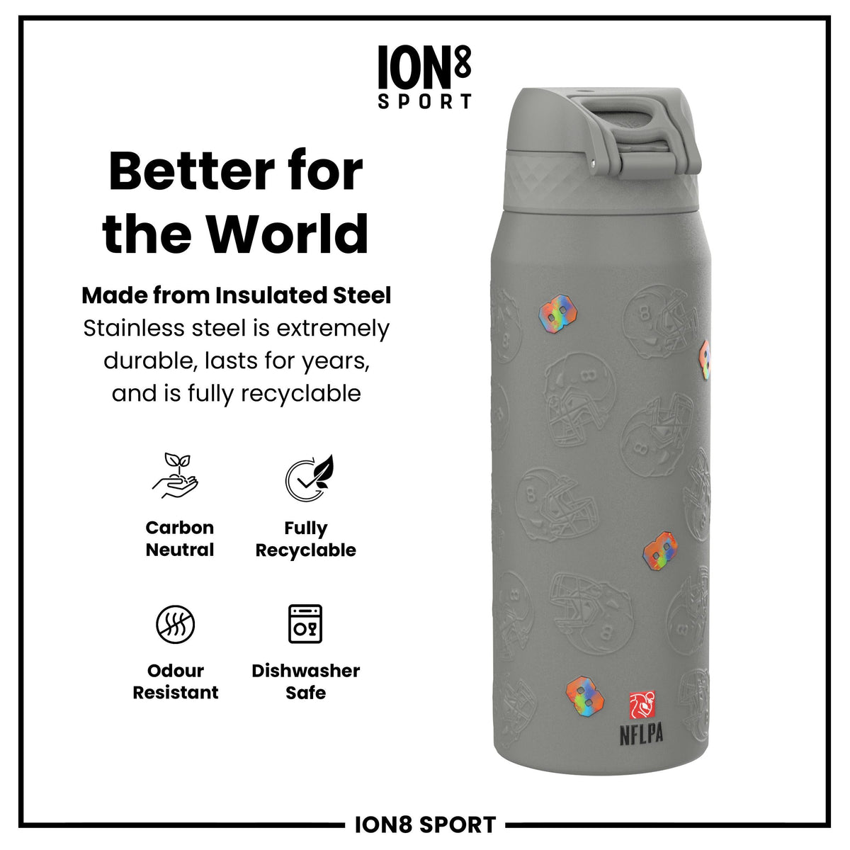NFL x Ion8 Sports, Insulated Bottle, Signature Series, Lamar Jackson, 750ml (24oz)