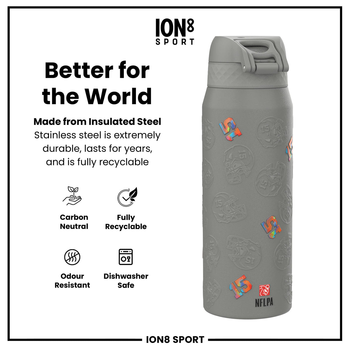 NFLPA x ION8, Insulated Bottle, Signature Series, Patrick Mahomes, 750ml (24oz)