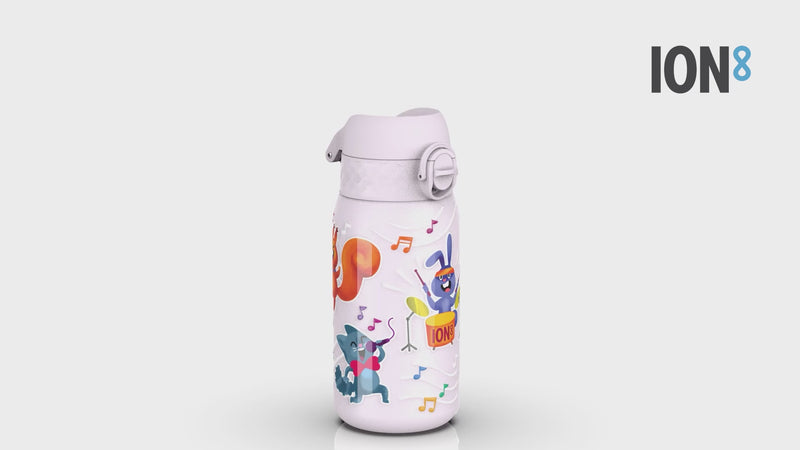 Leak Proof Kids Water Bottle, Stainless Steel, Animal Band, 400ml (13oz)