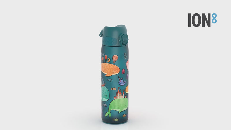 Leak Proof Slim Water Bottle, Recyclon, Whales, 500ml (18oz)