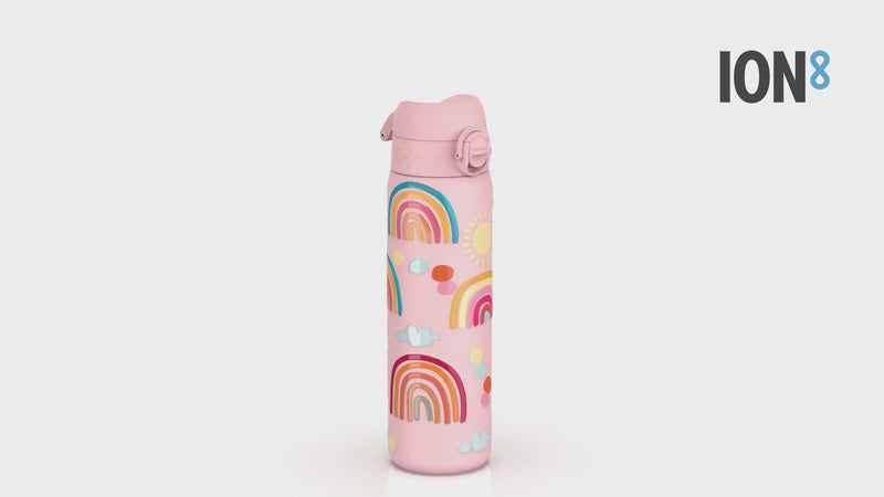 Leak Proof Slim Thermal Steel Water Bottle, Insulated, Rainbows, 500ml (17oz)