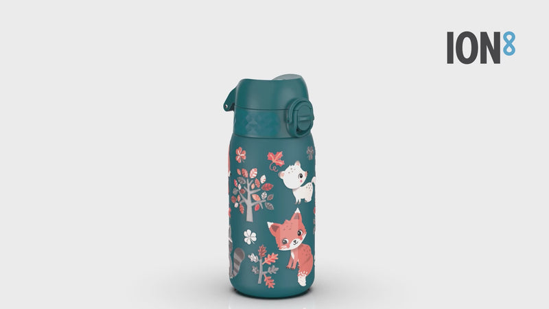 Leak Proof Kids Water Bottle, Stainless Steel, Forest Animals, 400ml (13oz)