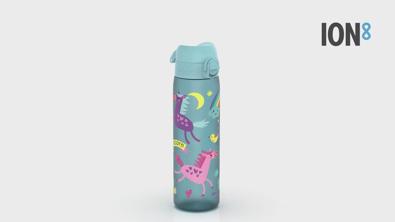 Leak Proof Slim Water Bottle, Recyclon, Blue Unicorns, 500ml (18oz)