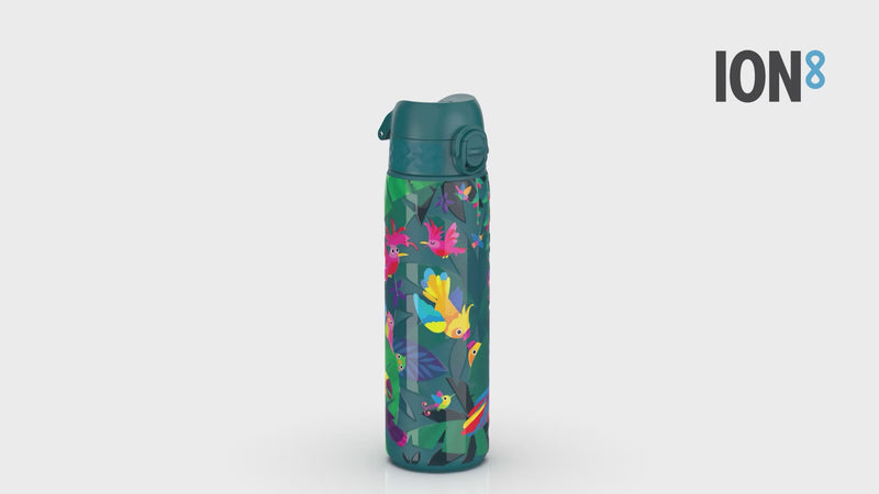 Leak Proof Slim Water Bottle, Stainless Steel, Exotic Birds, 600ml (20oz)
