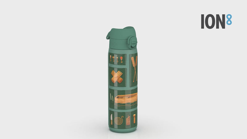 Leak Proof Slim Thermal Water Bottle, Insulated Steel, Fishing, 500ml (17oz)