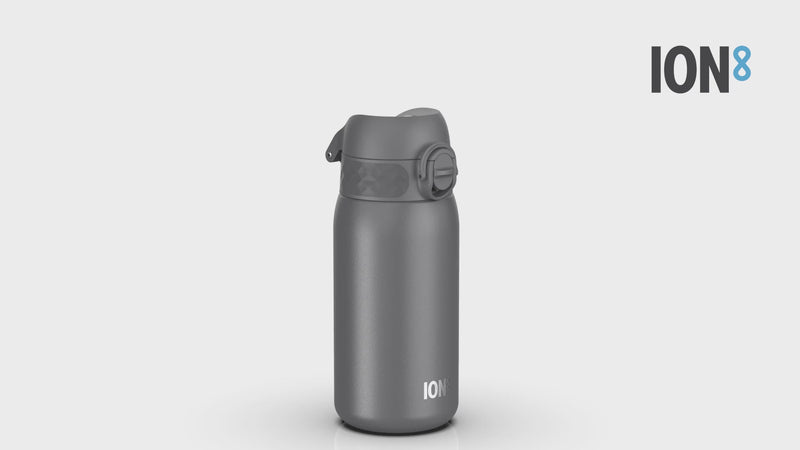 Leak Proof Water Bottle, Stainless Steel, Grey, 400ml (13oz)