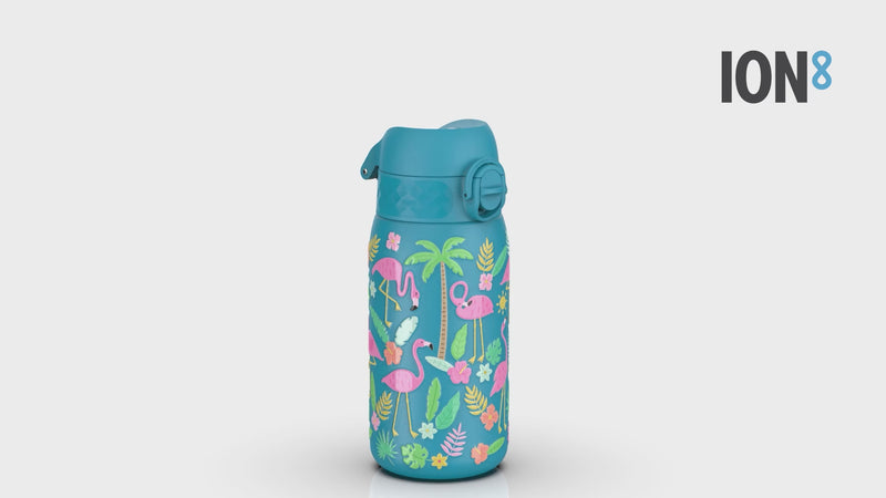 Leak Proof Kids Water Bottle, Stainless Steel, Flamingos, 400ml (13oz)