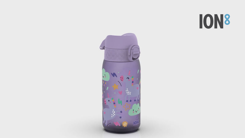Leak Proof Kids Water Bottle, Recyclon, Purple Unicorns, 350ml (12oz)