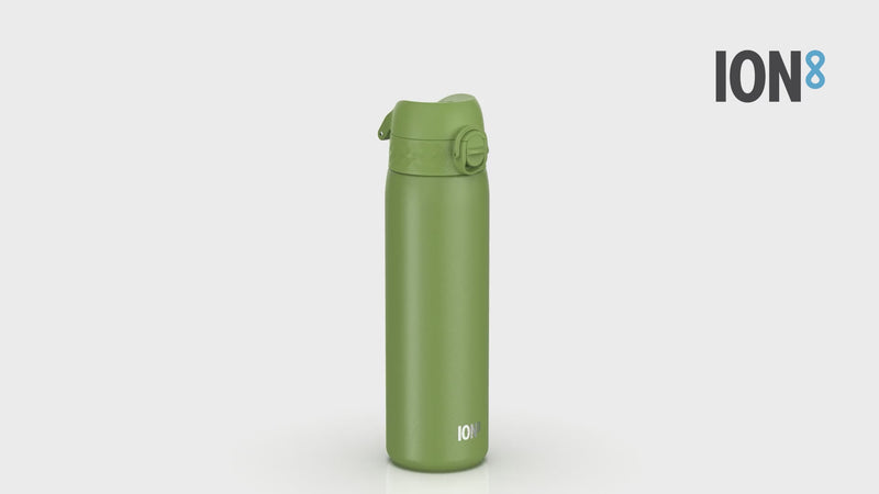 Leak Proof Slim Water Bottle, Stainless Steel, Khaki Green, 600ml (20oz)